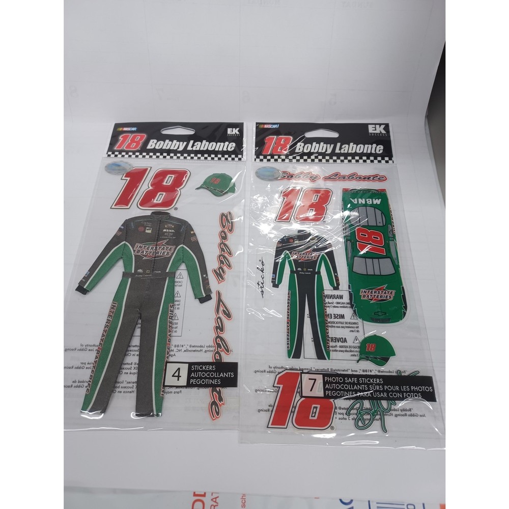 EK Success set of 2 sticker sheets 18 Bobby Labonte. 3D and flat stickers.